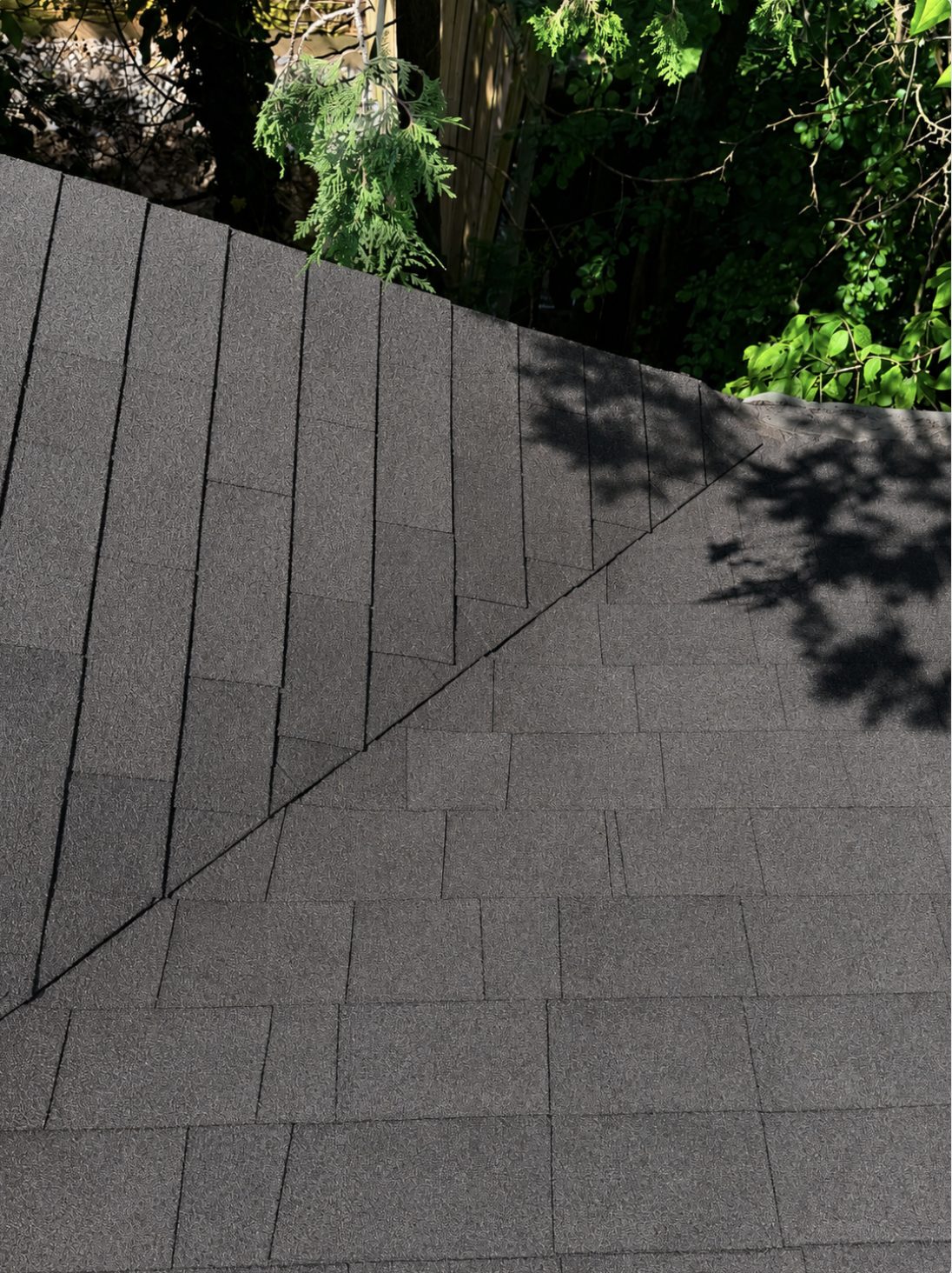 A clean residential roof and gutter line